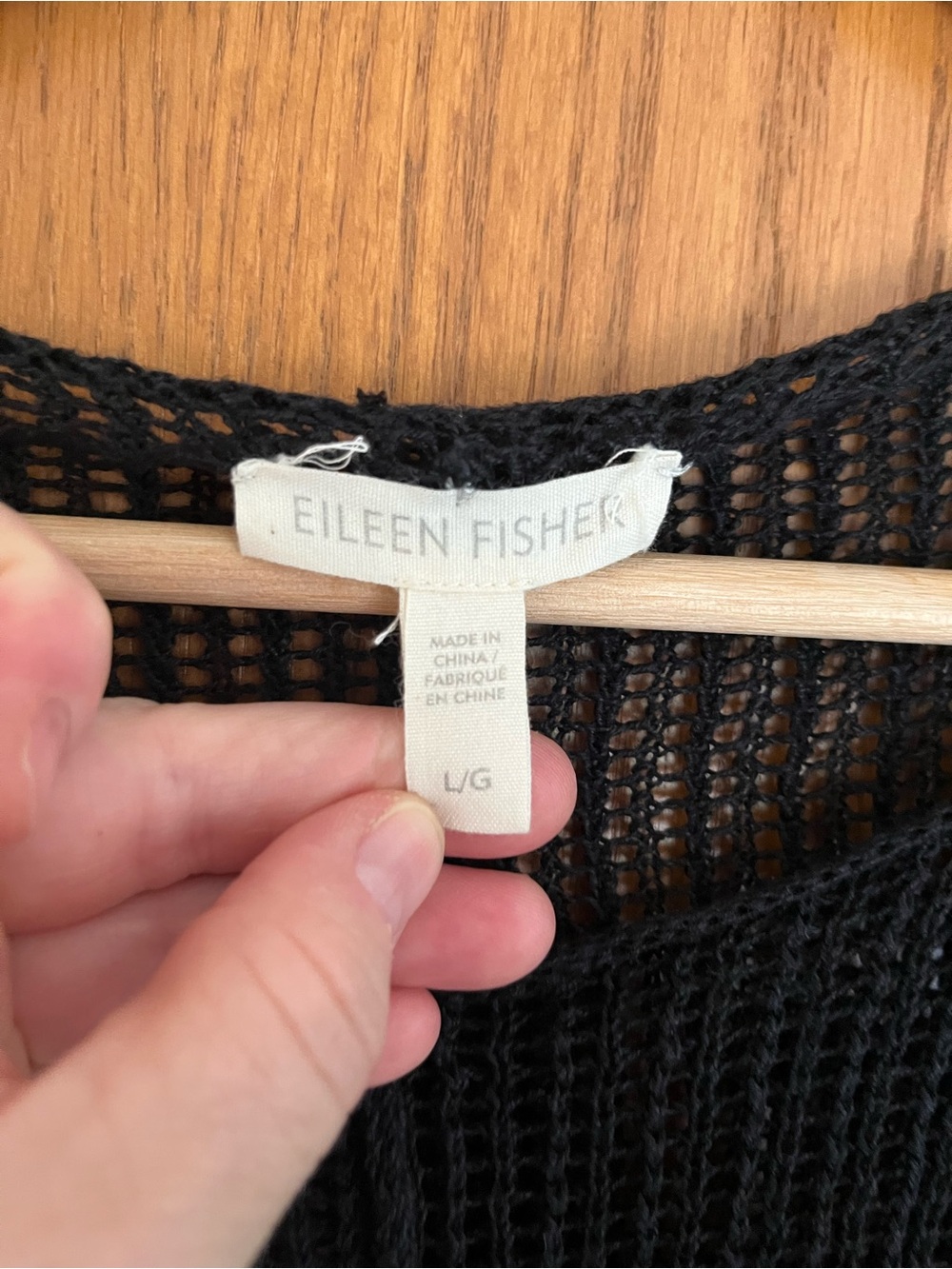 Eileen Fisher Organic Linen Open Knit 3/4 Sleeve Boxy Top Size Large - Picture 3 of 5